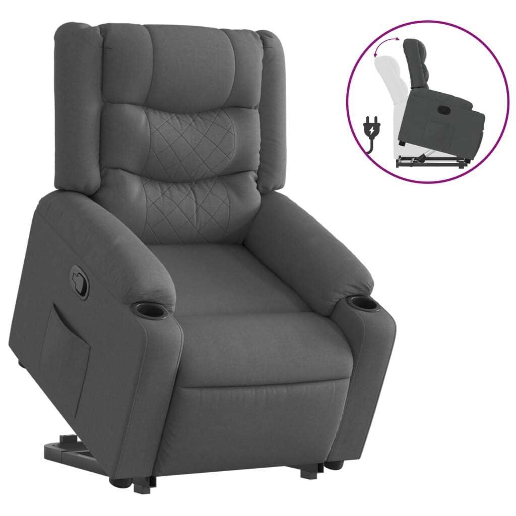 Relaxsessel mit Aufstehhilfe Dunkelgrau Stoff Produktbild 