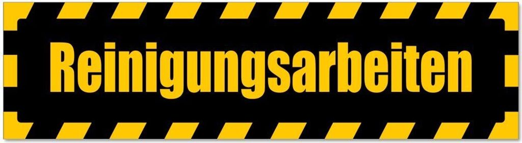 Kiwistar - Autoaufkleber - Gelb - Schwarz - 60 x 16 cm - Reinigungsarbeiten gestreift - Hinweis Aufkleber Sticker für Auto, Kfz, Fahrrad, PKW, LKW