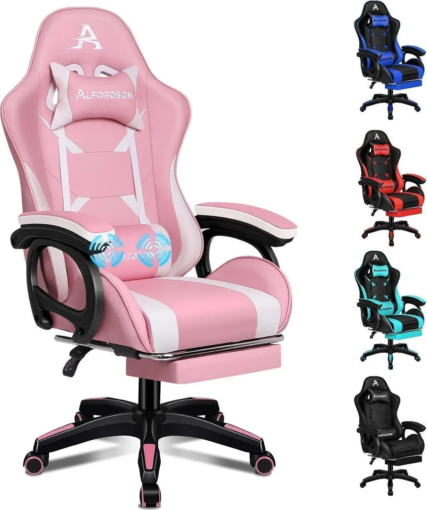 Chaise de bureau de massage ALFORDSON réglable avec repose-pieds Rose
