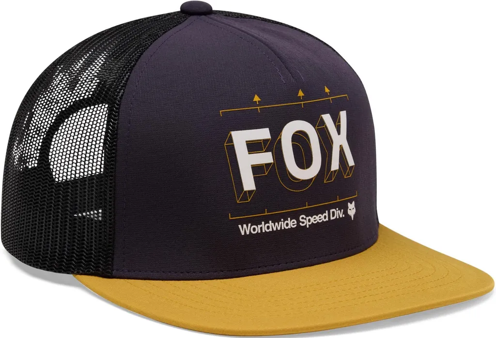Casquette Trucker FOX Image Print Snapback Bleu Noir et Jaune ajustable