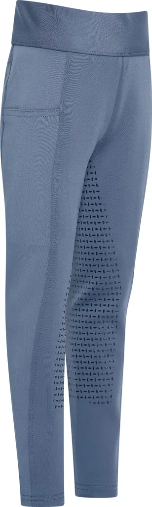Collants d'équitation pour enfants avec fond intégral en silicone bleu