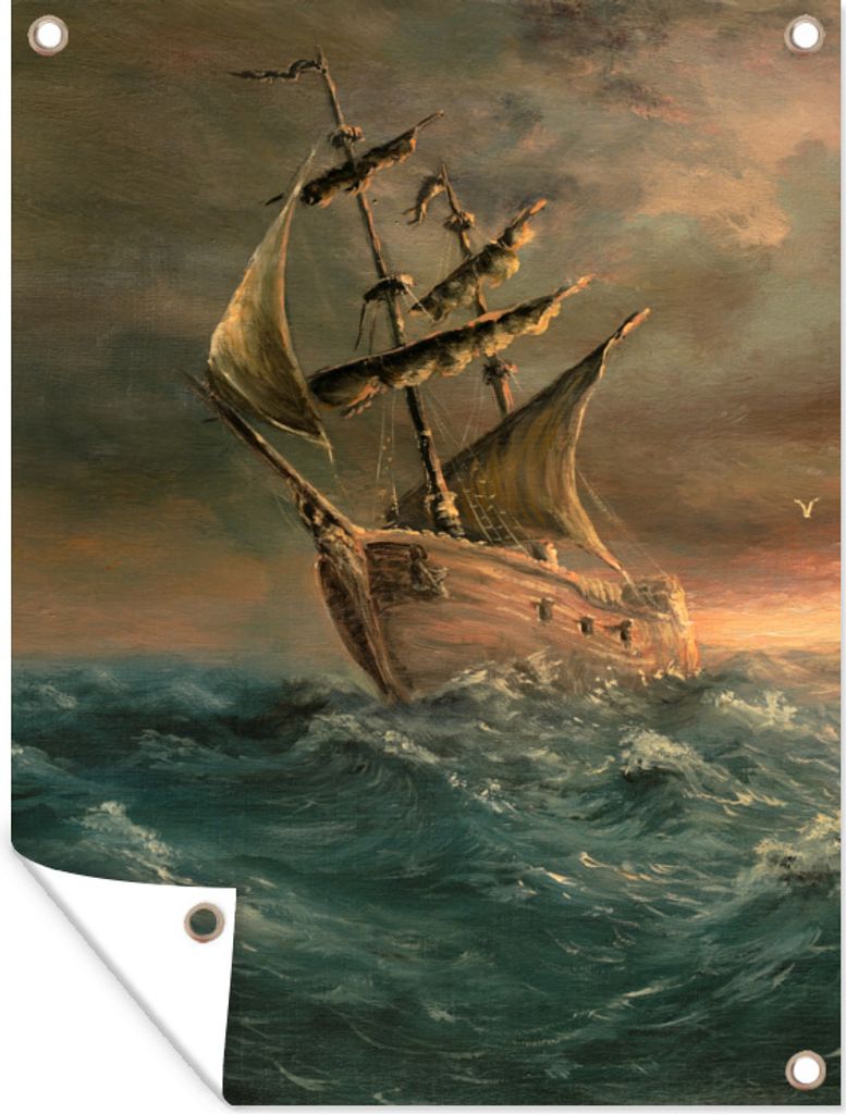 MuchoWow 30x40 cm Outdoor-Poster Gartendeko Sichtschutz Garten Poster für den Garten Ein Öltuch von einem Schiff auf offener See