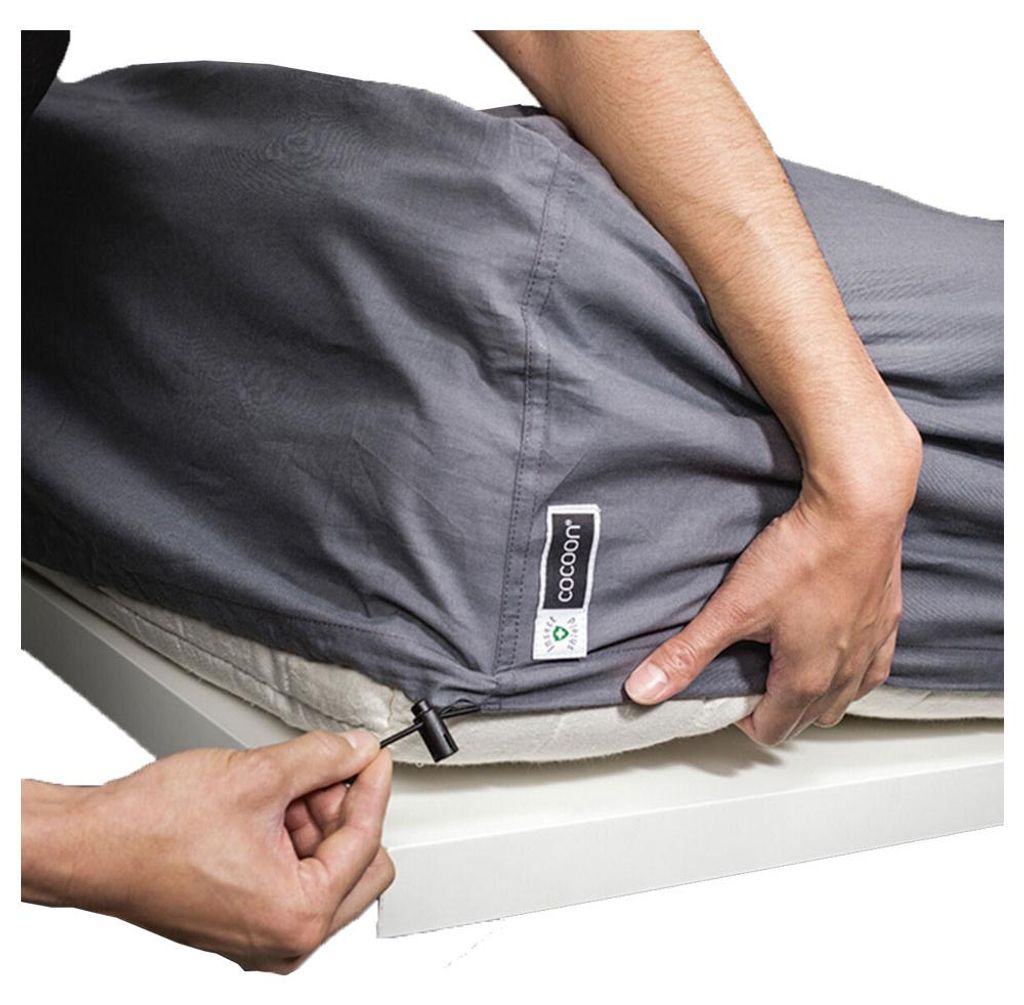 Cocoon Protection Sheet, Baumwolle, Grau, Maschinenwäsche, 40 °C, Tunnelzug, 100 x 200 cm