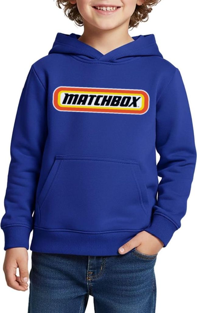 Spreadshirt Matchbox Offizielles Logo Orange, Gelb & Schwarz Kinder Premium Hoodie, 122/128 (6 Jahre), Royalblau