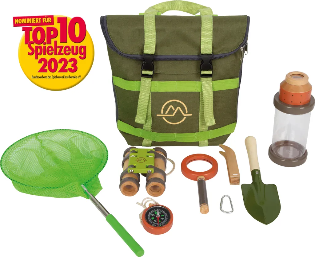 Sac à dos d'explorateur robuste et réglable vert pour petit baroudeur