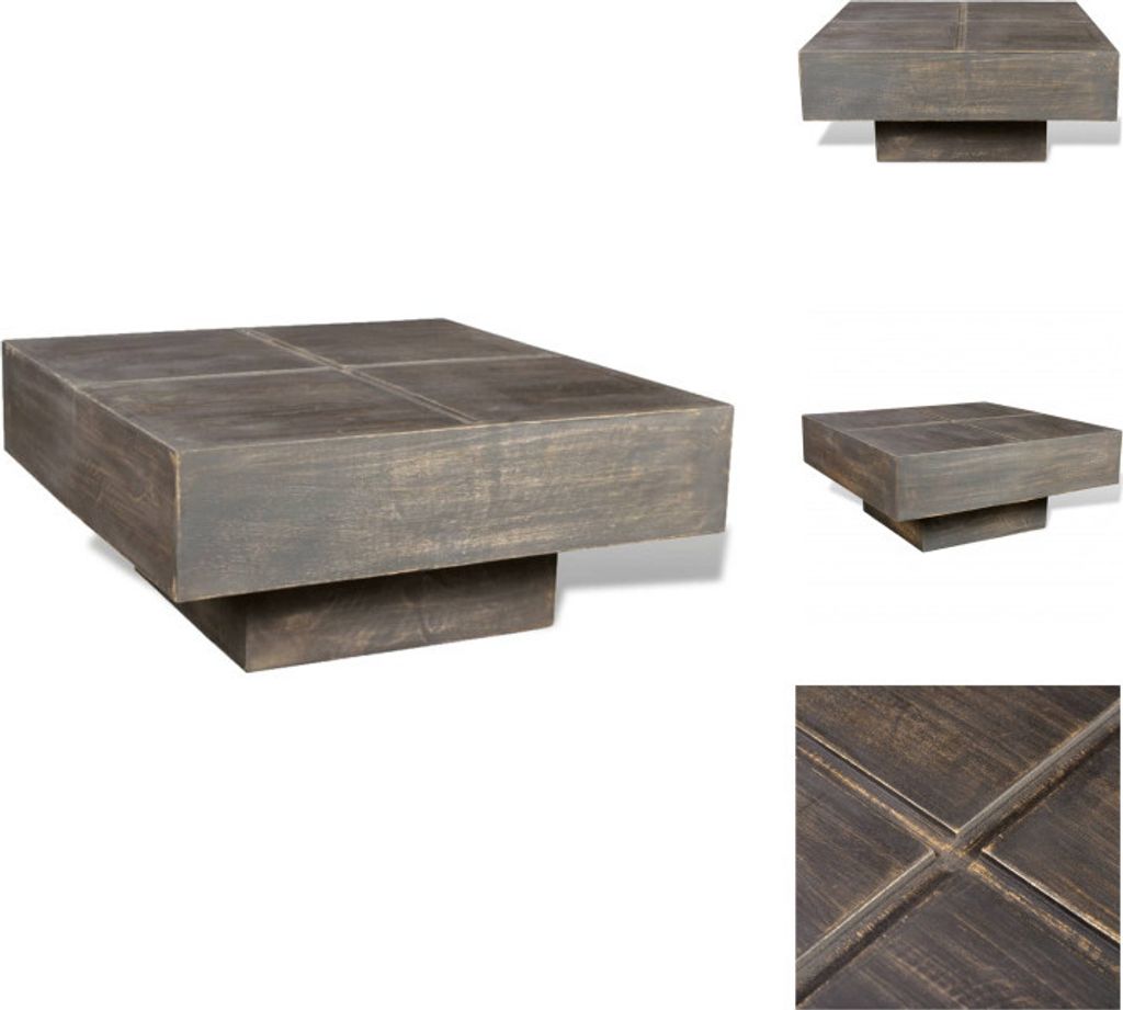 vidaXL Couchtisch Dunkelbraun Quadratisch Massivholz Mango - Couchtische