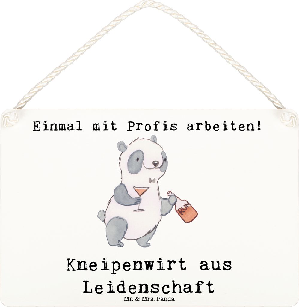 Mr. & Mrs. Panda Schild Kneipenwirt Leidenschaft DIN A6 - Weiß - Geschenk, Türschild, Rum, Bar, Kneipe, Deko, Wandbild Holz, Gaststätte, Holzsch...