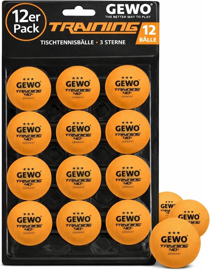 Tischtennisbälle 3 Sterne für Training, 12 Stück GEWO Produktbild 