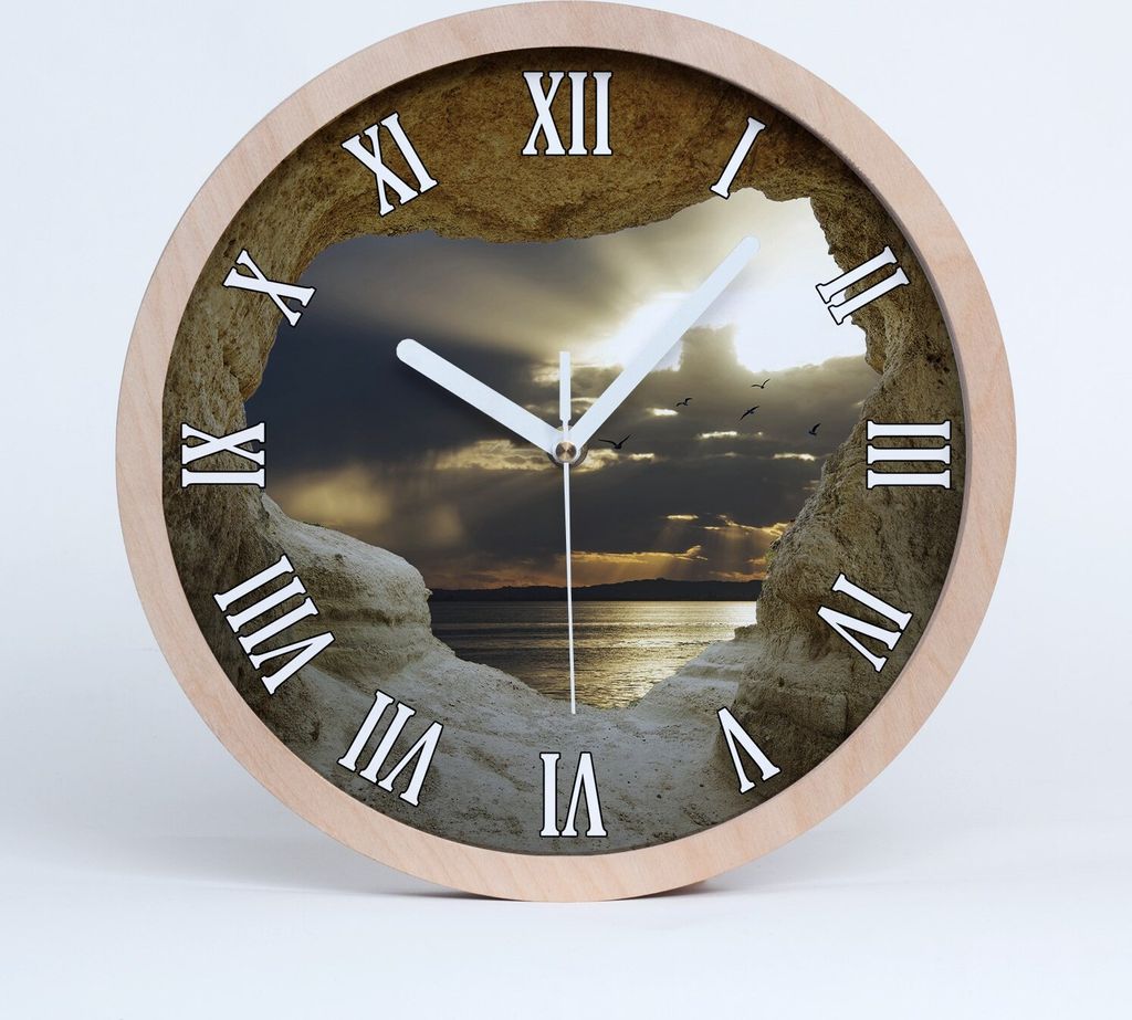 Holzuhr 25fi cm wanduhr - weiße Spitzen - Meer Höhle