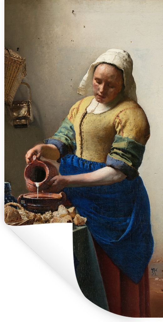 MuchoWow Wandtattoo Wandsticker Wandaufkleber Das Milchmädchen - Johannes Vermeer 40x80 cm Selbstklebend und Repositionierbar - Repositionierbar...