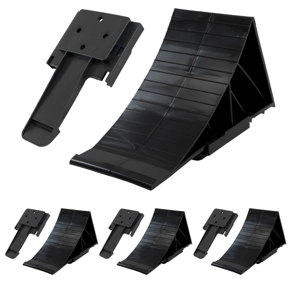 4x Unterlegkeil Auto 3t Bremskeil 22x12x9 cm Radkeile PKW Anhänger Wohnmobil mit Halter