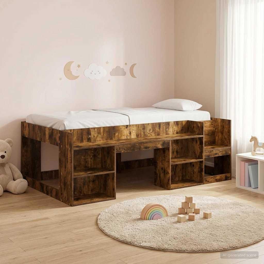 Maison Exclusive - Kinderbettgestell mit Stauraum Geräucherte Eiche 90 x 200 cm