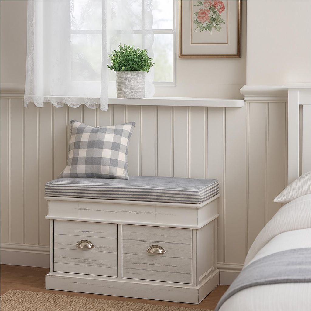 Sitzbank mit Stauraum und Sitzpolster praktisch und stilvoll für Flur und Wohnbereich