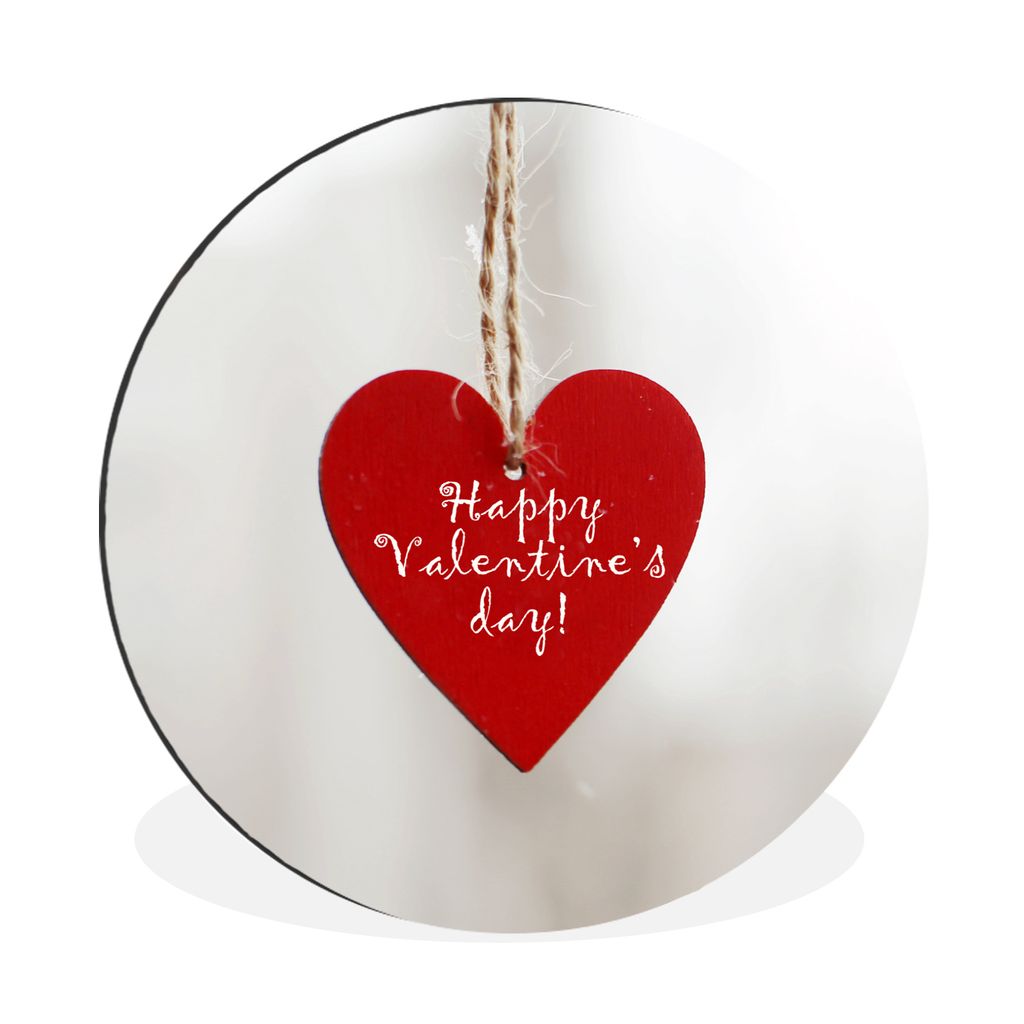 MuchoWow Aluminium Wandkreis Ein Herz mit dem Text happy valentines day für Valentinstag Ø 30 cm Wanddeko Modern Wohnzimmer - Wand Bild - Wohnz...