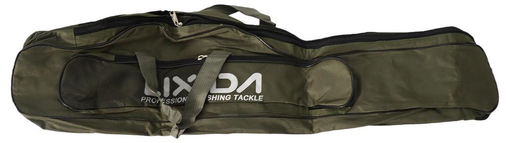 Angelruten-Tasche aus 420D-Oxford-Gewebe, tragbarer, faltbarer Organizer für Angelzubehör, große Fächer, dunkelgrün, 150 cm