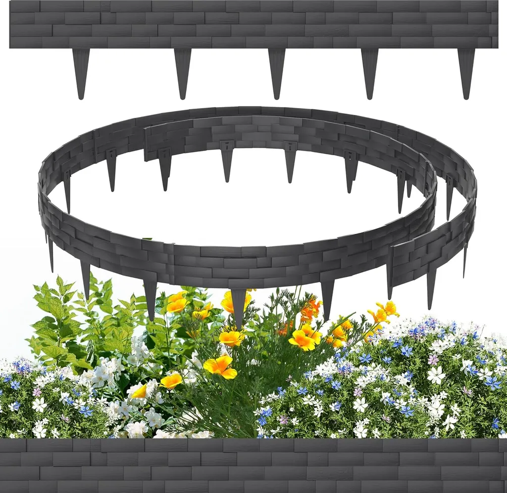 Bordure de pelouse YUENFONG 10m effet pierre anthracite pour jardin