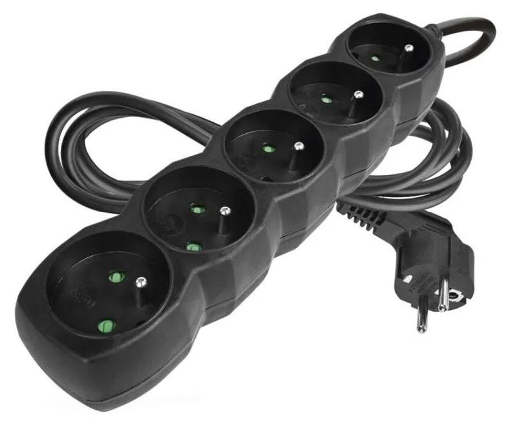 EMOS Predlžovací kábel 2 m / 5 zásuviek / čierny / PVC / 1 Obrázok produktu 