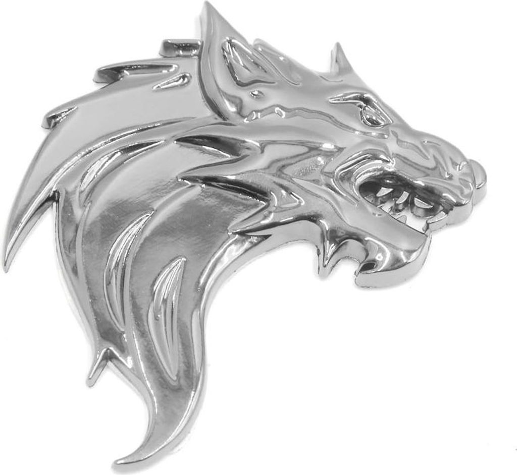 Silberfarbener Metall Wolfskopf-förmiger dekorativer Aufkleber-Abzeichen-Emblem für Auto