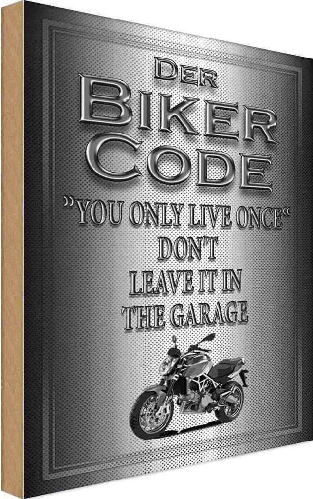vianmo Holzschild 18x12 cm Motorrad Biker Code you only Produktbild 