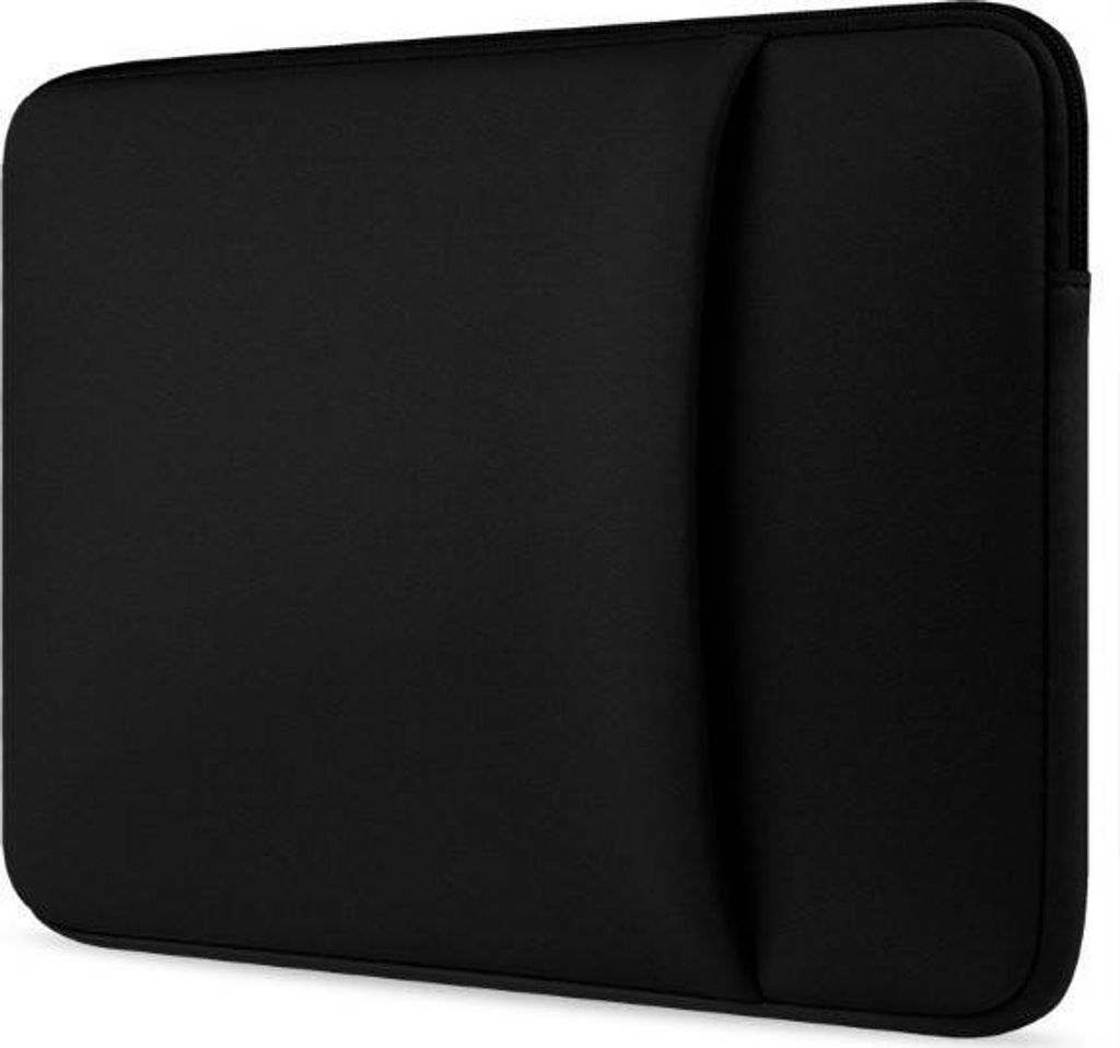 Case2go - Laptoptasche Hülle Tasche für Macbook, Laptop, Chromebook - Baumwolle - 15.6 Zoll - Mit Extrafach - Ultimativer Schutz - Schwarz