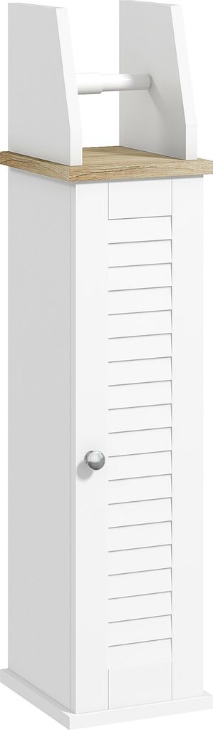 Kleankin Toilettenpapierhalter, Toilettenschrank mit Schrank und verstellbarem Regal, freistehende Badezimmermöbel, modernes Design, 18 x 20 x 80 ...