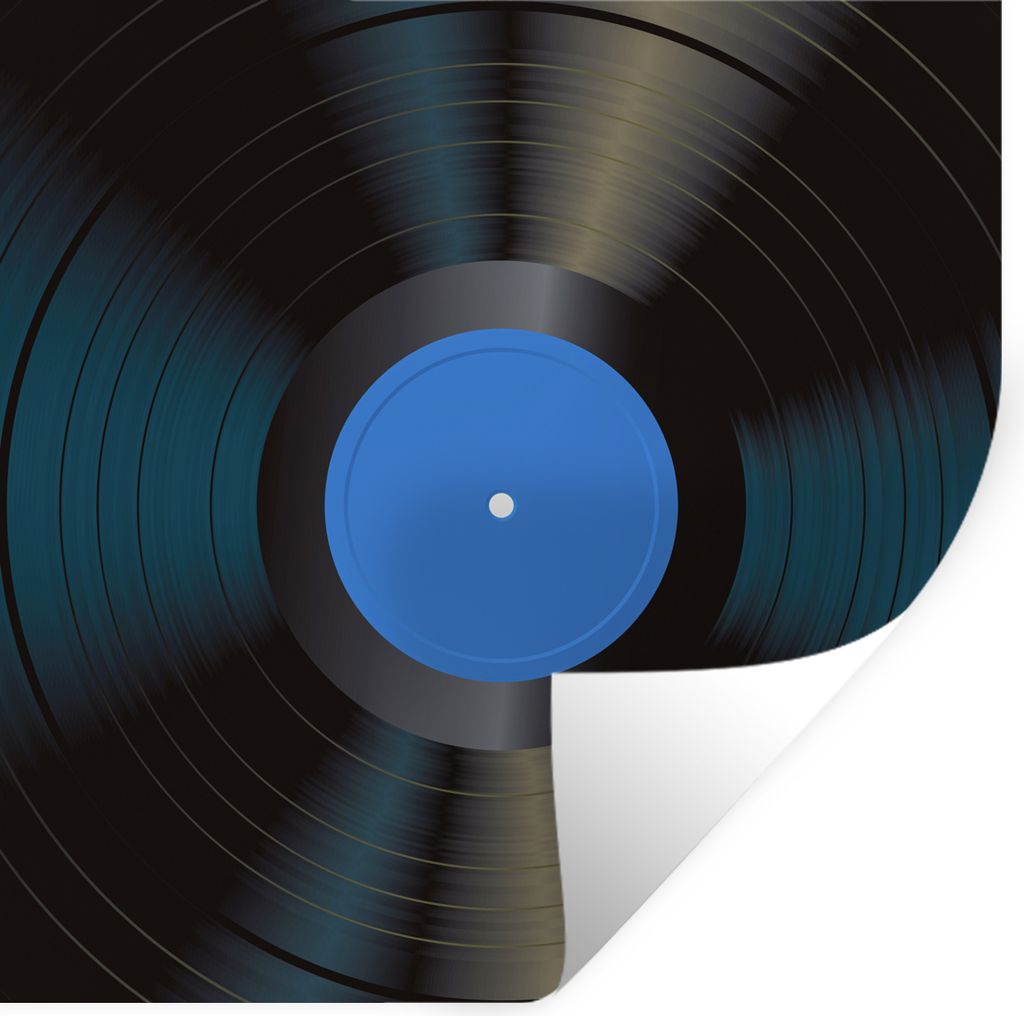 MuchoWow Wandtattoo Wandsticker Wandaufkleber LP - Blau - Vintage - Vinyl 50x50 cm Selbstklebend und Repositionierbar - Selbstklebend - Fototapeten