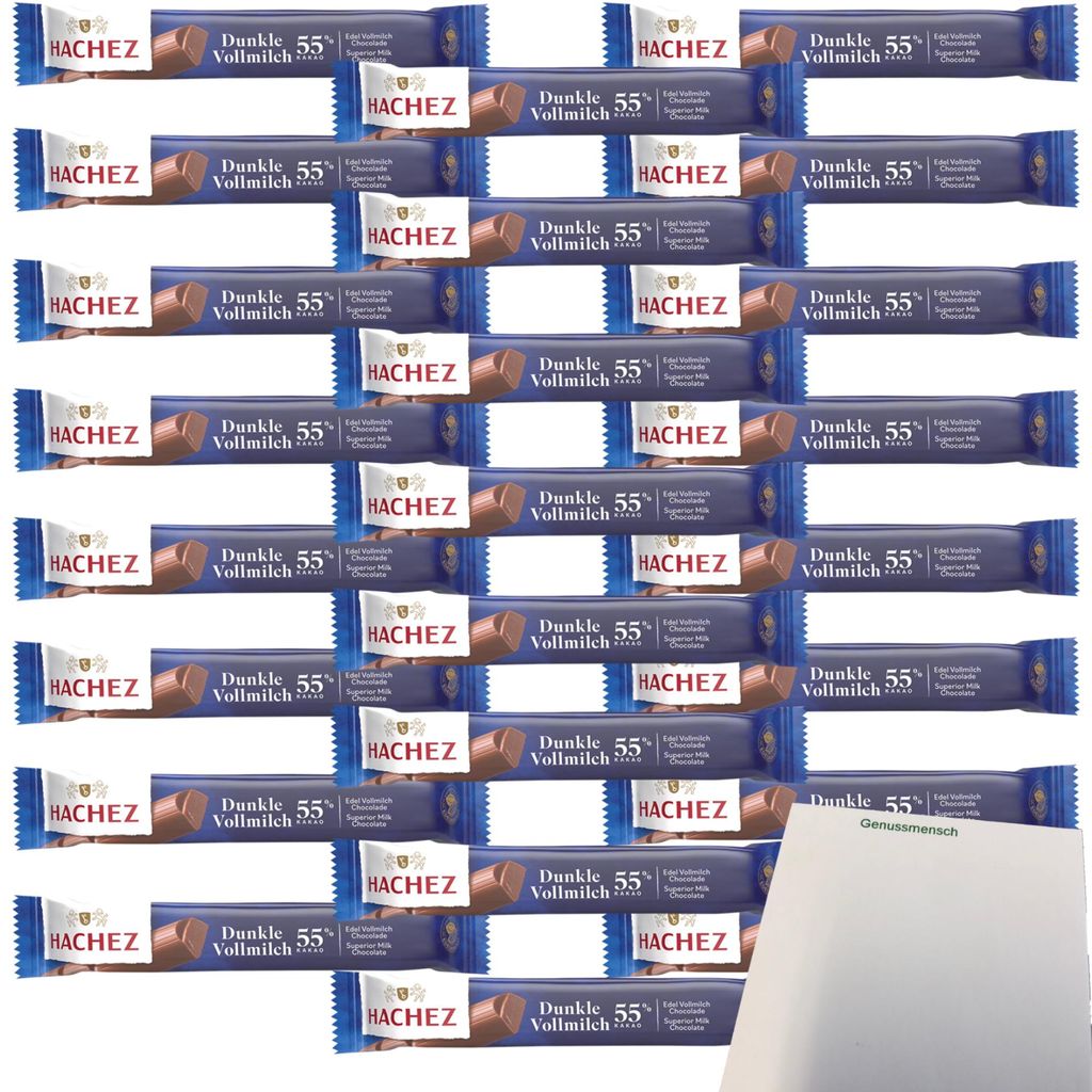 Hachez Schokolade Sticks Dunkle Vollmilch 55% VPE (24x35g Packung) + usy Block