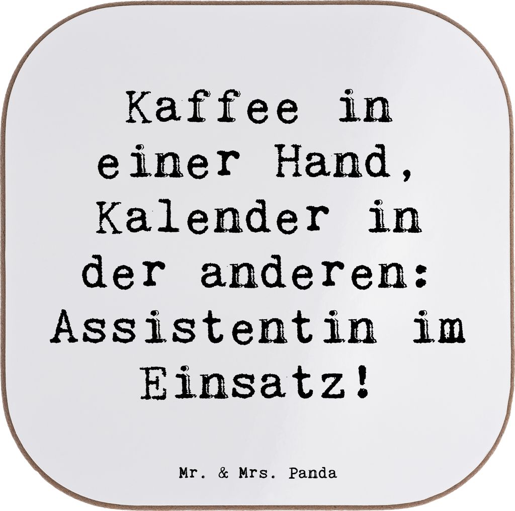 Mr. & Mrs. Panda Untersetzer Tasse Spruch Assistentin im Einsatz - Weiß - Geschenk, personalisierte Geschenke, Einsatzbereitschaft, gläserunterse...