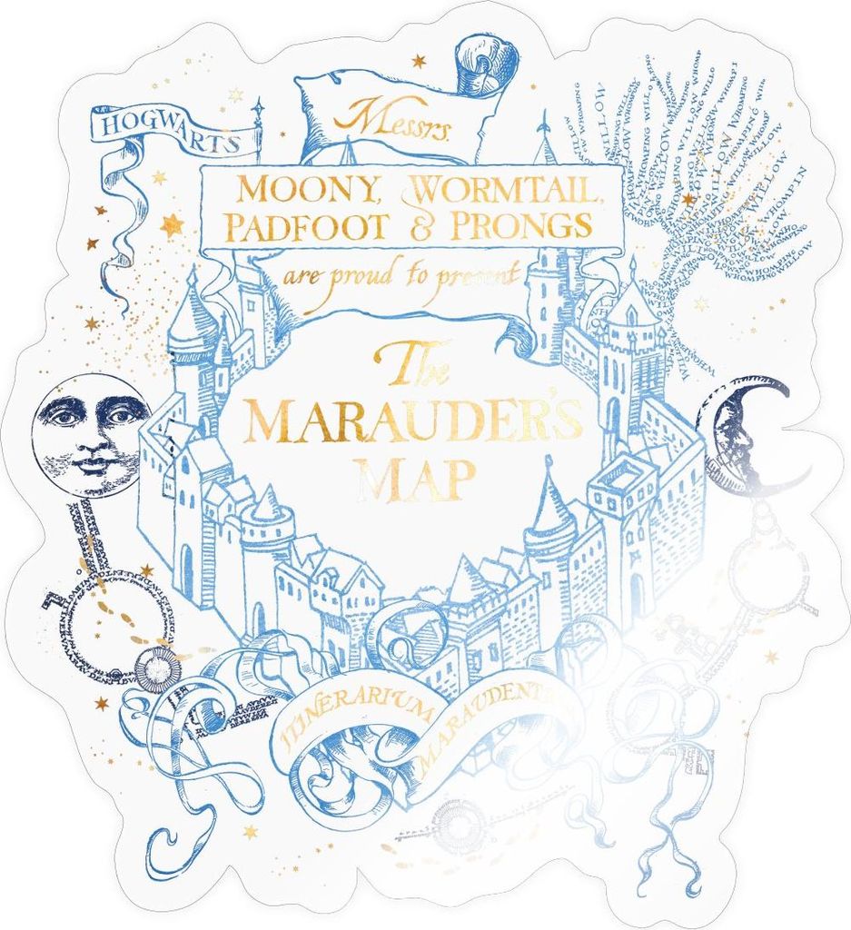 Spreadshirt Harry Potter The Marauder's Map Sticker Aufkleber, 10 x 10 cm, Transparent glänzend