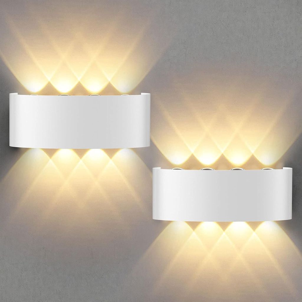 Wandleuchte LED Indoor 22 x 8 x 5 cm Up an Down Wandleuchte, Aluminiumdruckguss Wandleuchte 8 W, Innenwandleuchte 3000 K Warmweiß, 2pcs