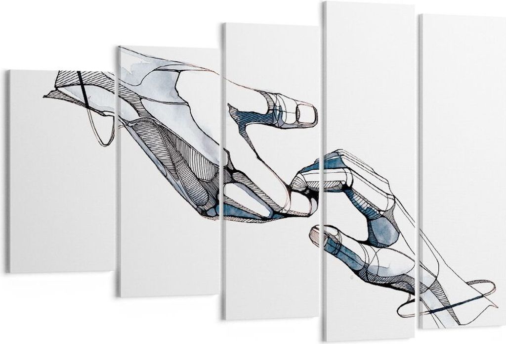 Bild auf Leinwand - Leinwandbild - 5 Teile - Surrealismus Hände Hilfe - 150x100cm - Wand Bild - Wanddeko - Wandbilder - Leinwanddruck - Bilder - W...