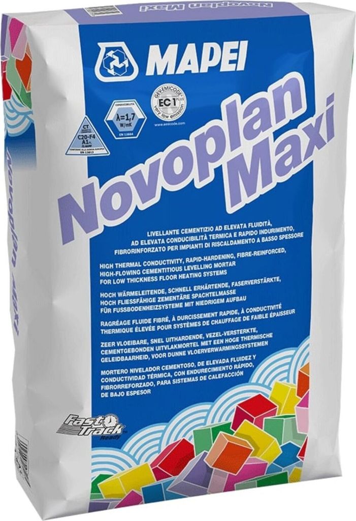MAPEI NOVOPLAN MAXI 25 kg Nivelliermasse Spachtelmasse Ausgleichmasse Bodenspachtelmasse für Fußbodenheizung und Kühlsysteme für den Innenber...