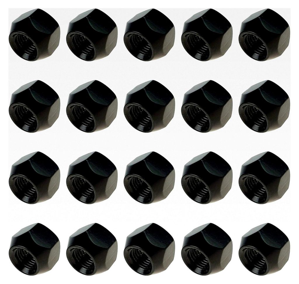 20 Stück Radmuttern M14x1,5 Offene Mutter 17mm SW21 Schwarz Verzinkt für Stahlfelgen