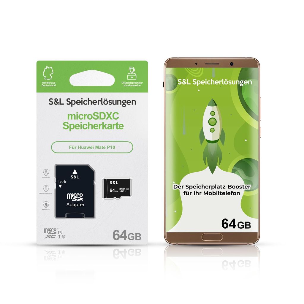 microSD Speicherkarte S&L für Huawei Mate P10 - Speicherkapazität: 64 GB