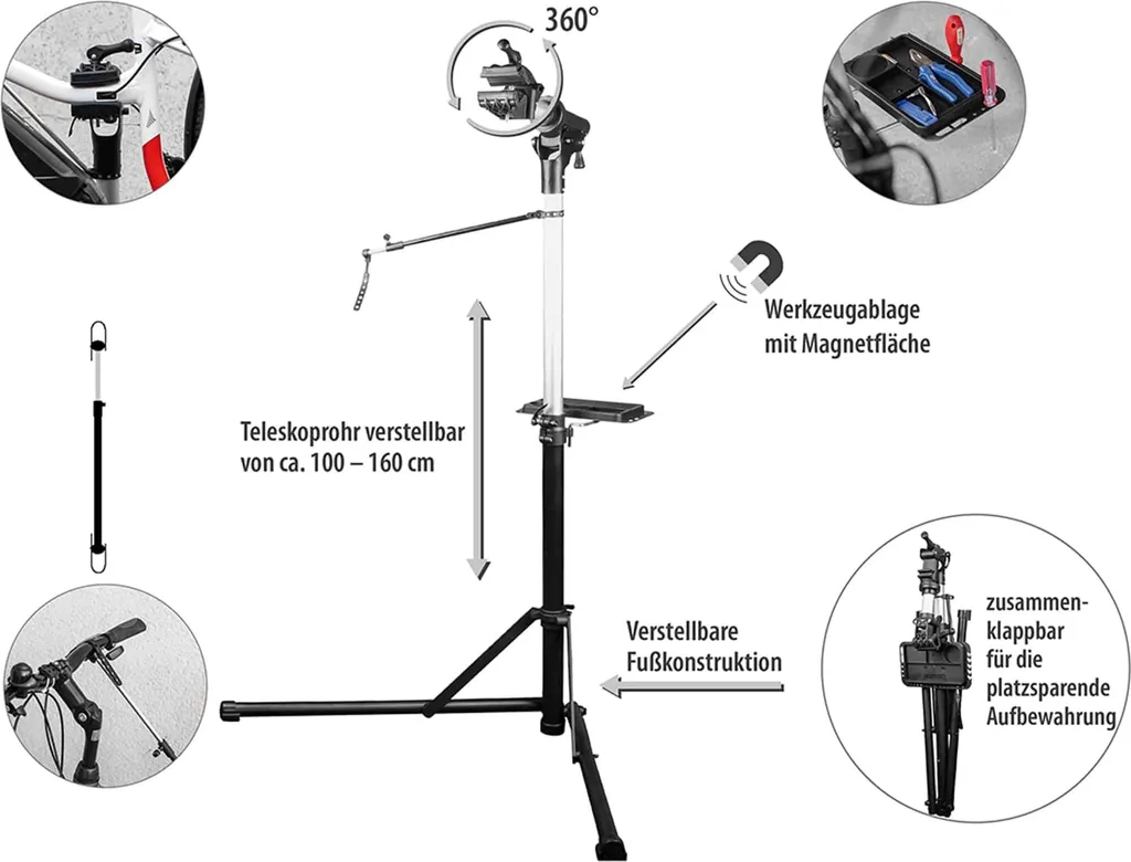 Support de montage vélo EUFAB 16421 : Pied d'atelier robuste et stable