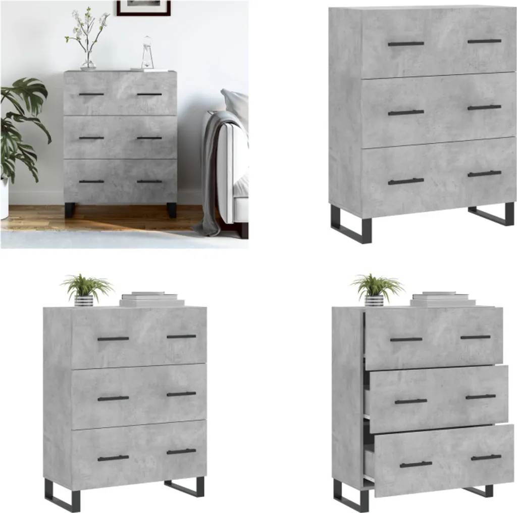 Credenza vidaXL Grigio Cemento 69,5x34x90 cm - Mobile Multiuso Low Cost