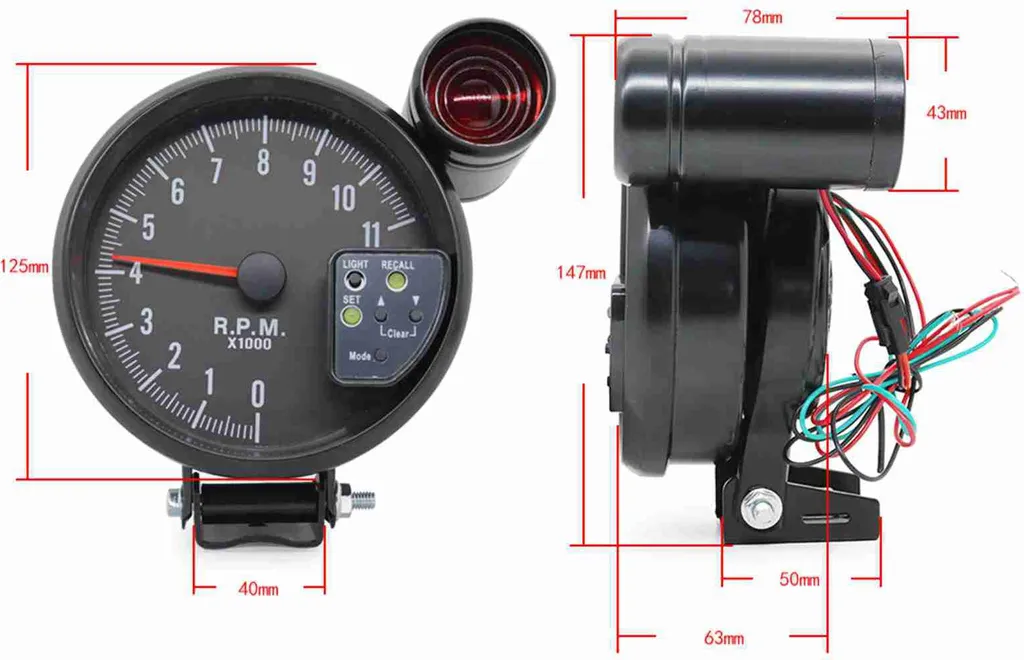 Compte-tours Sport pour Circuit avec Shift Light et Alerte Régime