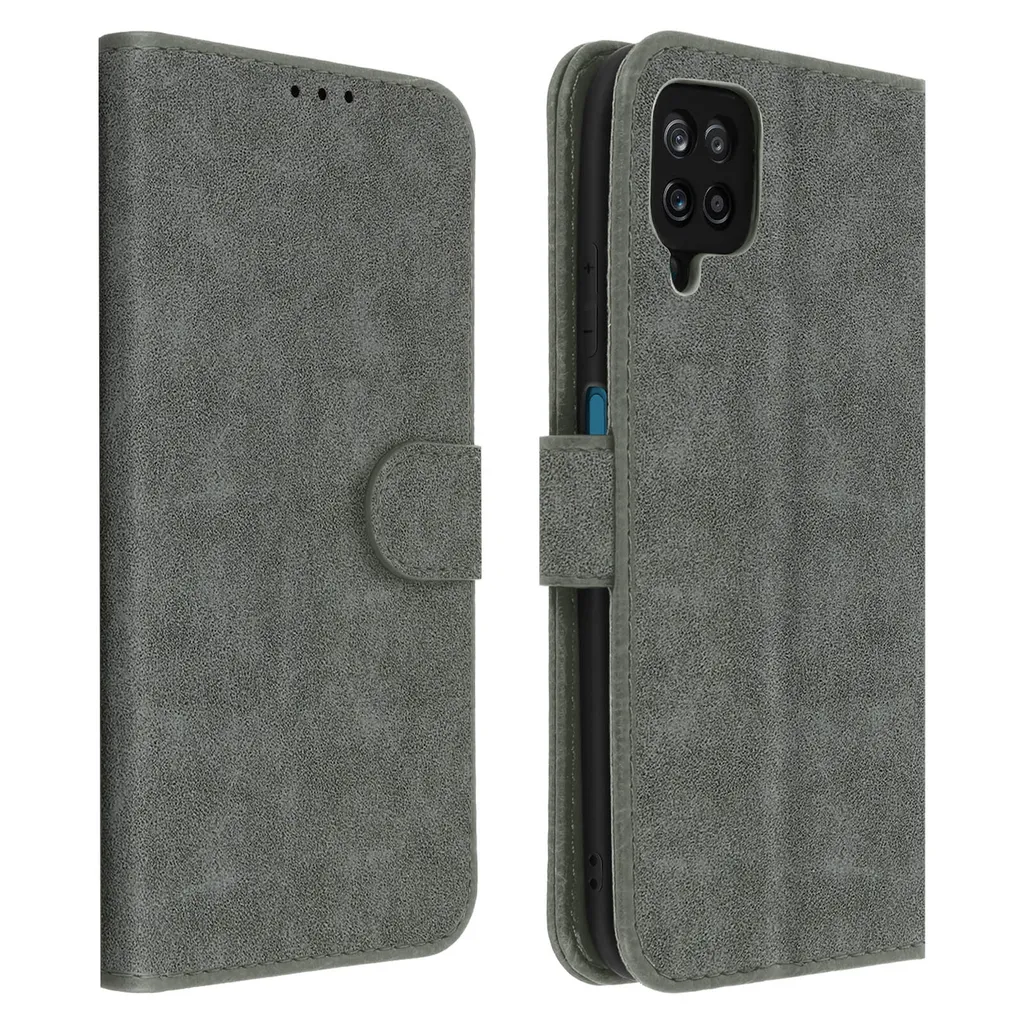 Proteggi il tuo Samsung A12: Cover Grigia Flip Portafoglio in Ecopelle