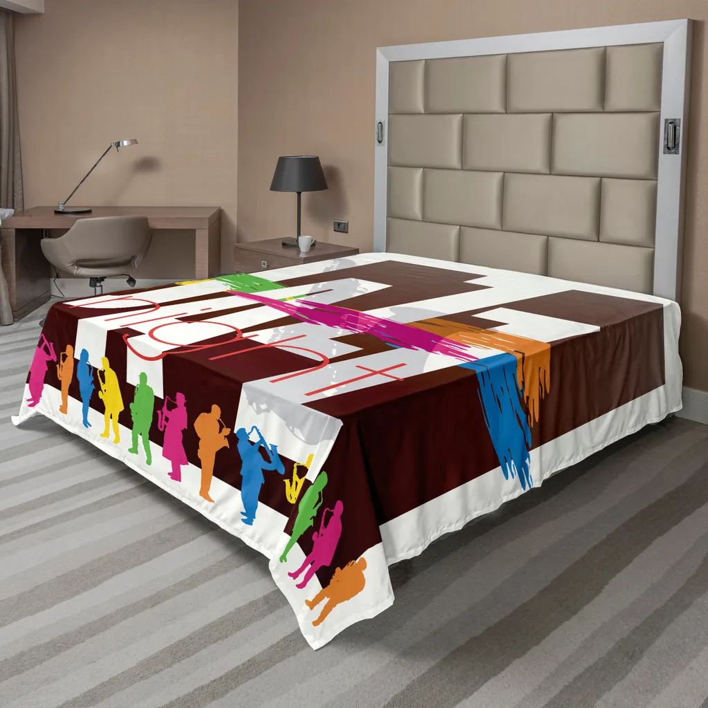 Drap plat décoratif style bohème jazz pour grand lit de 260 x 228 cm
