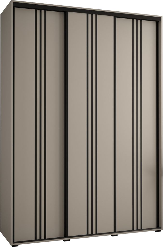Kryspol Dakota 6 Schrank, drei Türen - 235,2x180x60cm - Kaschmir Schwarz