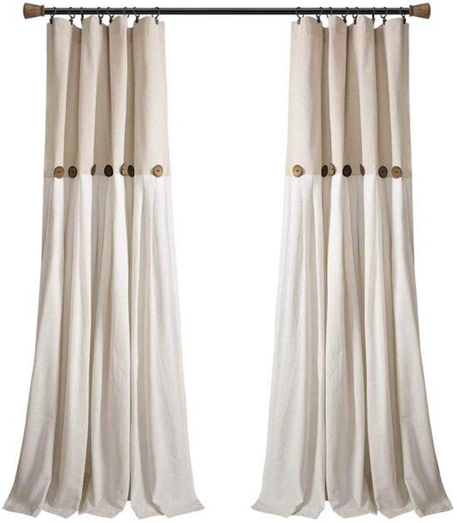 Elegantes Wohnzimmer- und Schlafzimmer-Gordintuch mit Knöpfen und Farbflächen, 100 x 210 cm