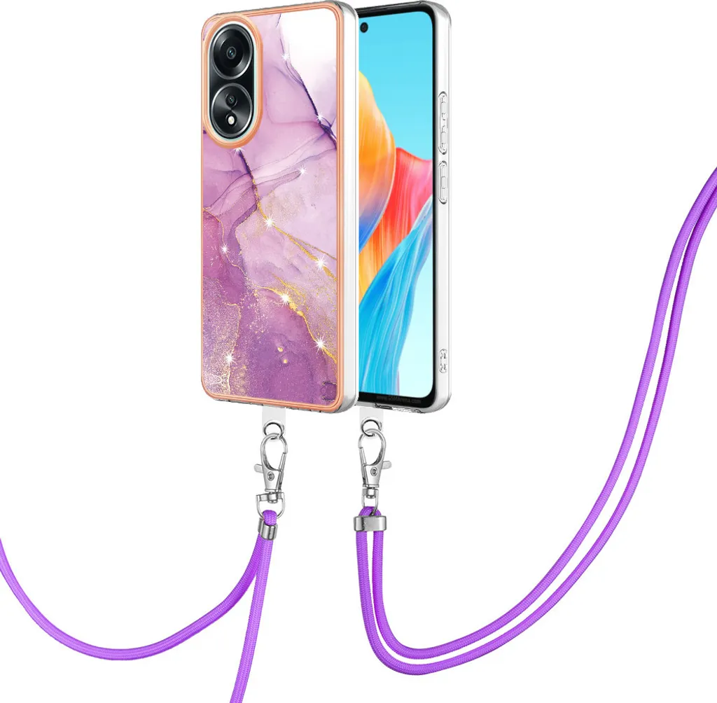 Cover Rosa con Cordino per Oppo A58 4G | Custodia Protettiva Fashion