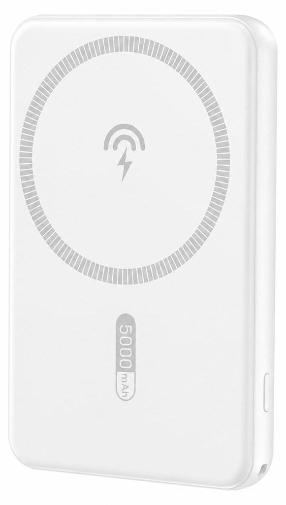 Powerbank MagSafe Magnet 5.000 mAh mit Externer Akku mit USB-C Anschluss kabelloser Ladefunktion – Weiß