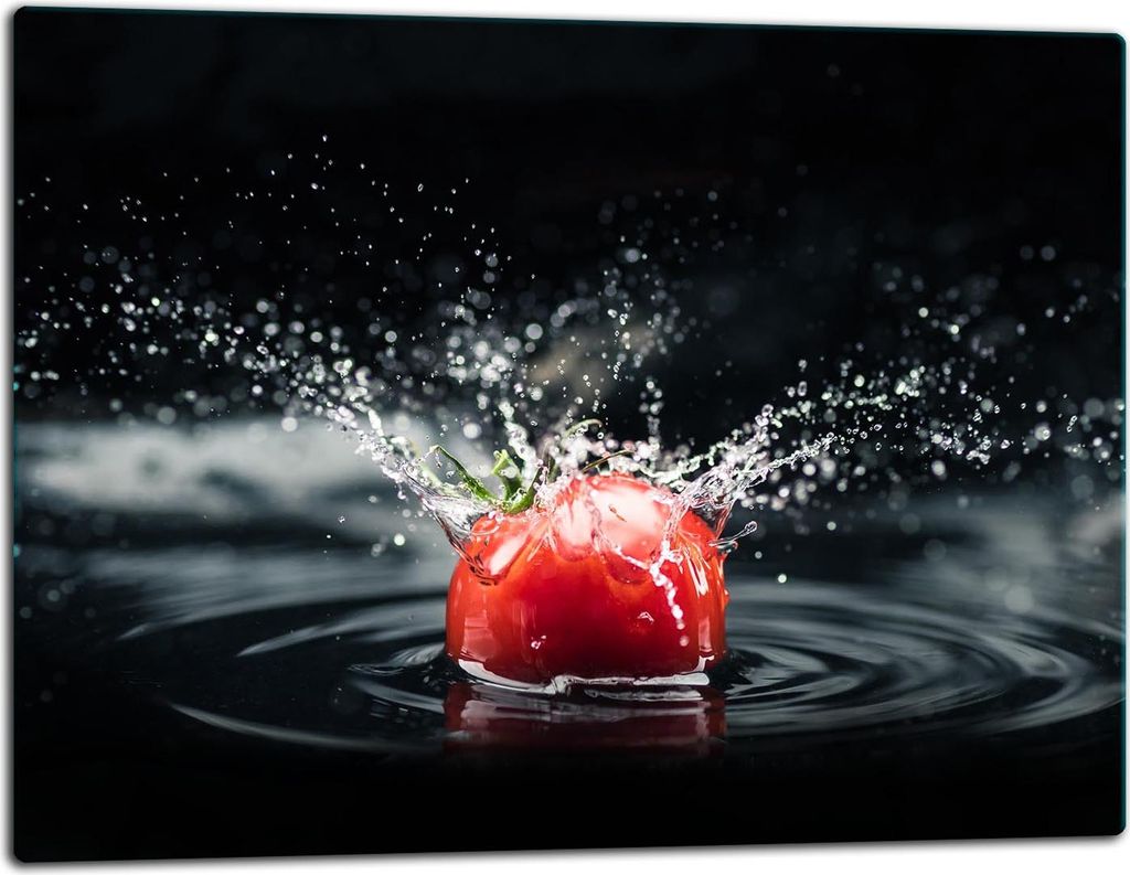 Glasschneidebrett Herdabdeckplatte Glaskeramikkochfeld Universal 52x40 cm Schwarz Tomate