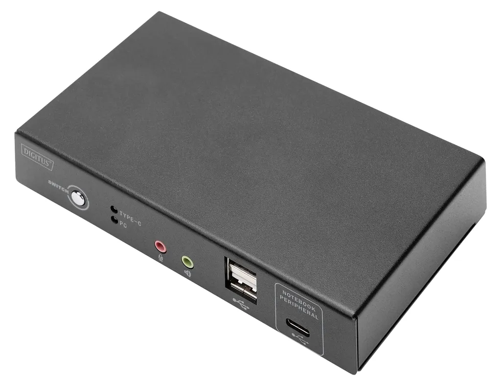 Commutateur KVM DIGITUS 2 ports 4K HDMI USB-C pour double ordinateur