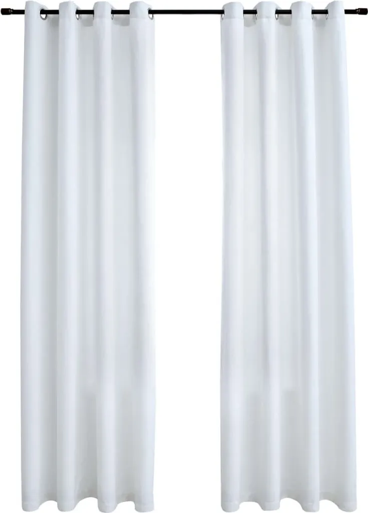 vidaXL Tende Oscuranti Grigio Bianco 2 pz con Occhielli 140x245 cm