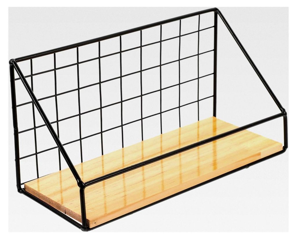 Wandregal mit Holzablage - Wandhängendes Aufbewahrungsregal ohne Bohren, platzsparend und vielseitig für Wohnzimmer, Bad und Küche, inklusive Mo...