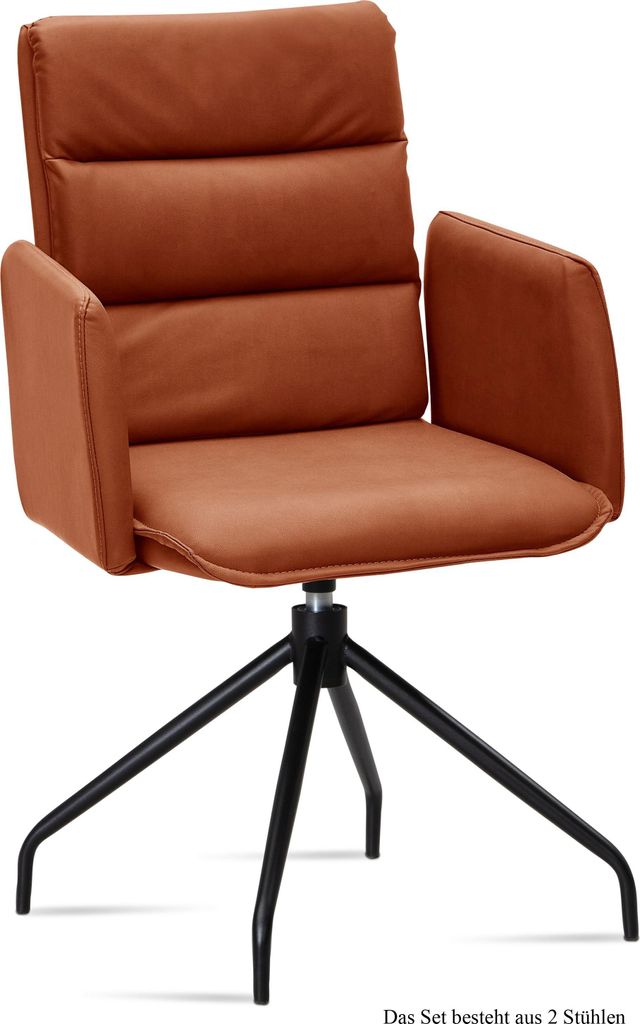 Armlehnstuhl drehbar (2er-Set) Donica 52x92x60 Schwarz/Cognac