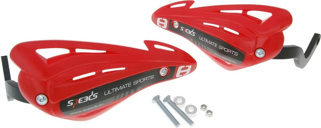 Paire de protège-mains moto rouges Speeds pour embouts de guidon M8