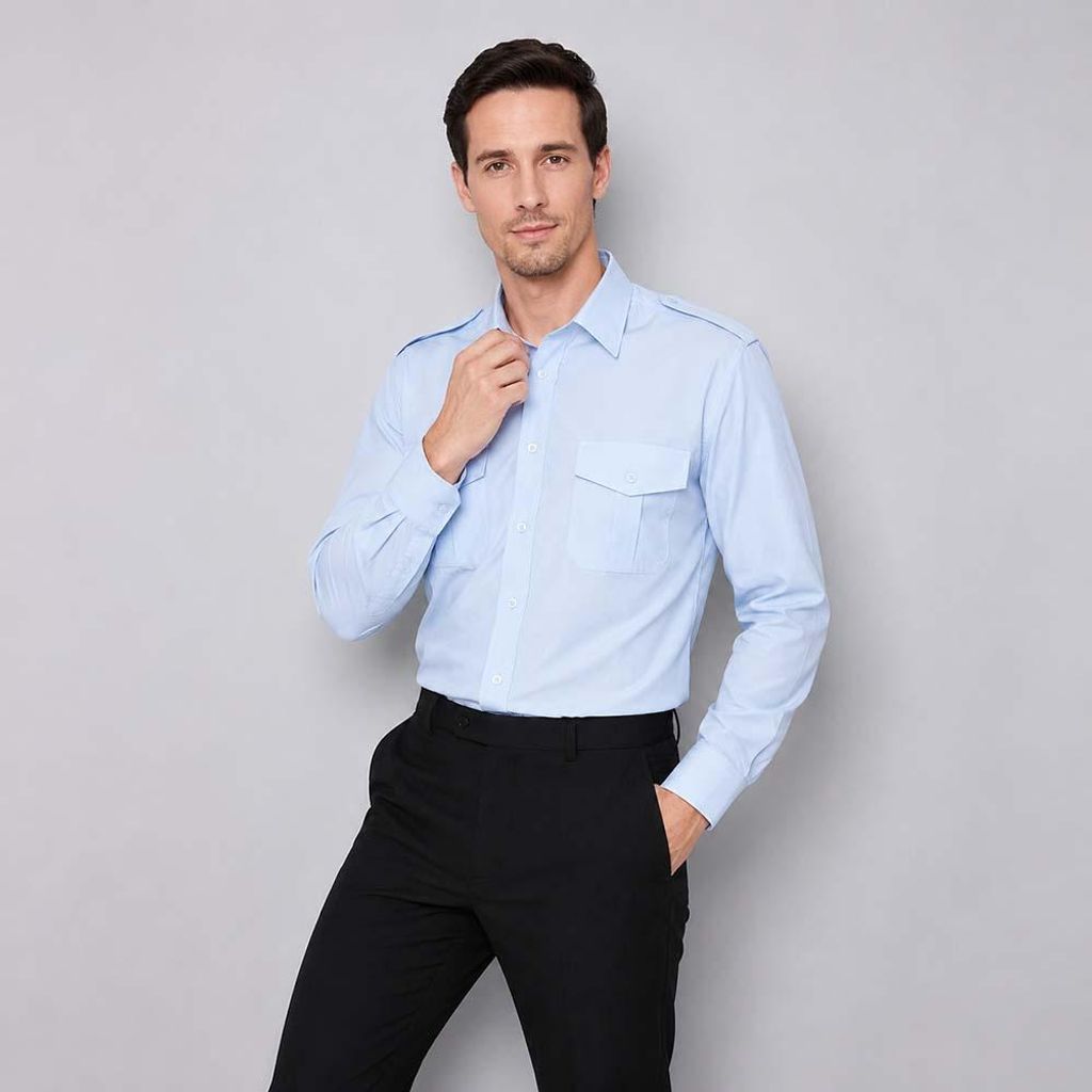 Herren Pilotenhemd langarm light blue, Größe 41/42 : 42 : Produktbild 